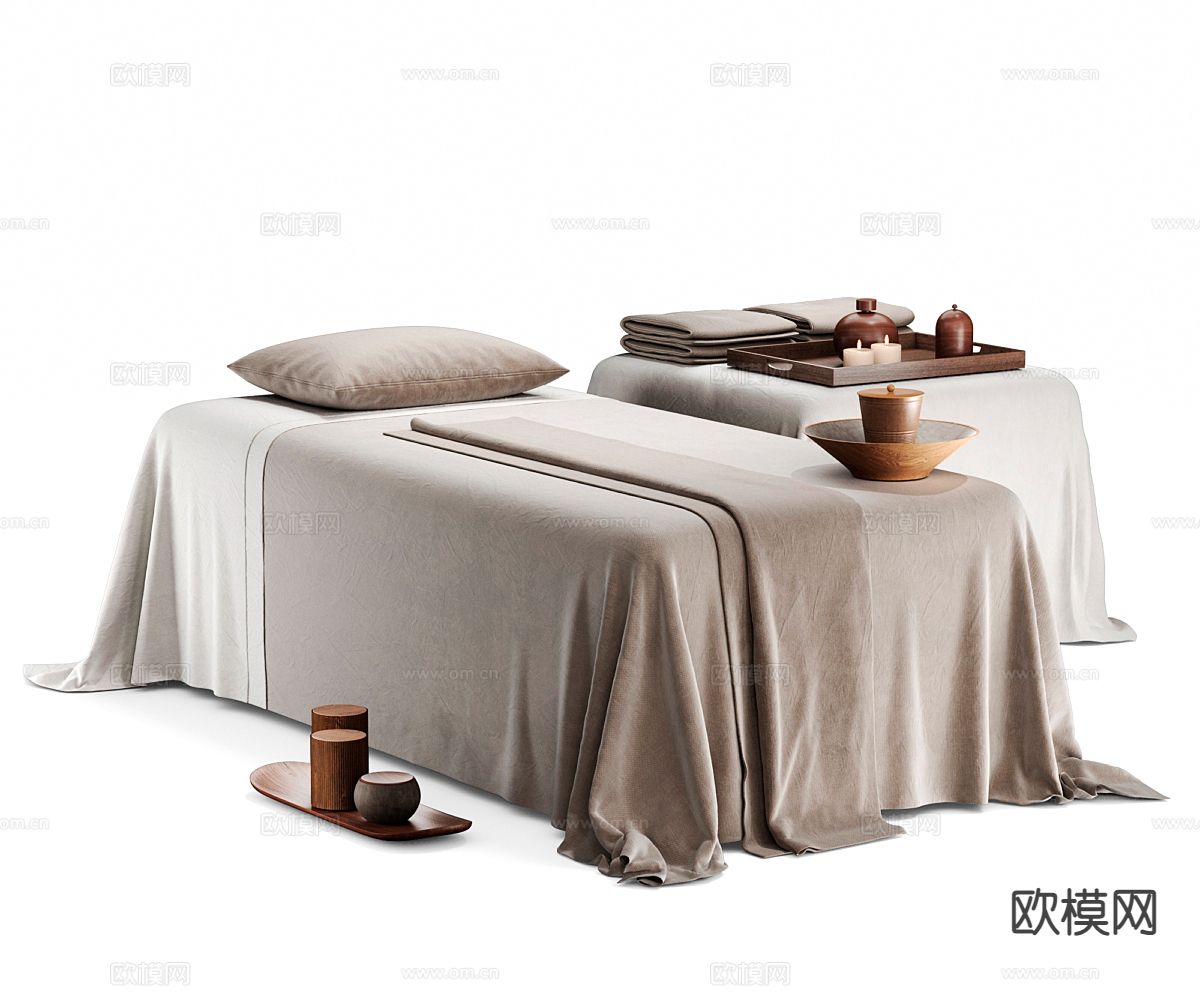 现代spa按摩床 理疗床su模型下载（渲染图3）