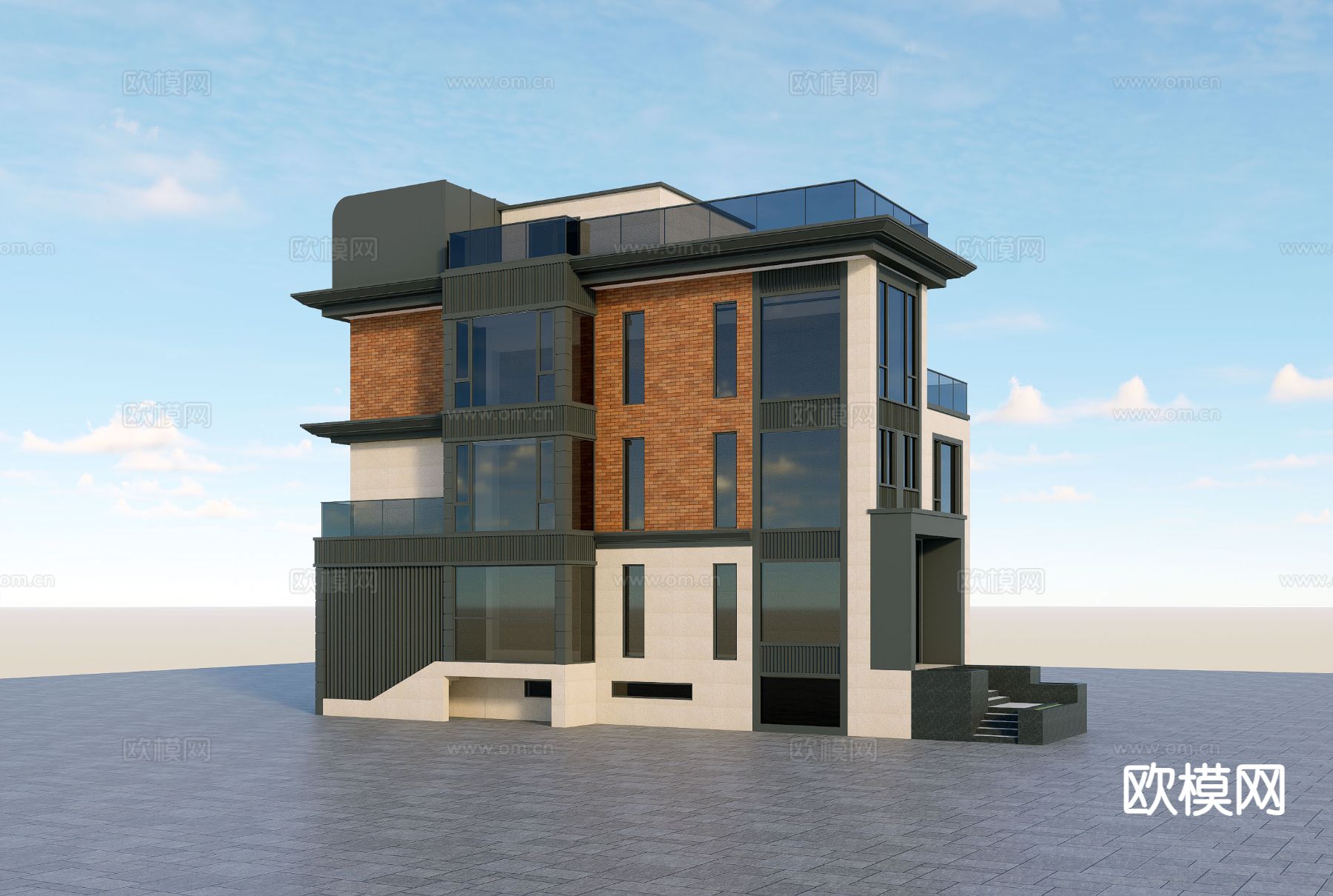 独栋别墅外观su模型