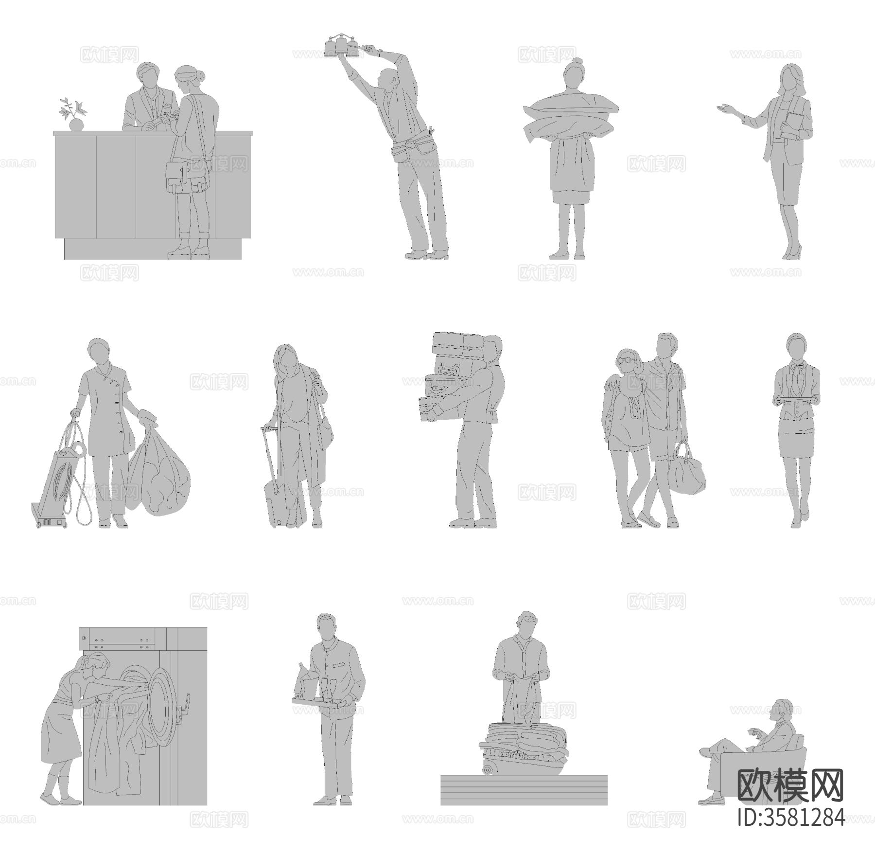 酒店人物CAD图库下载