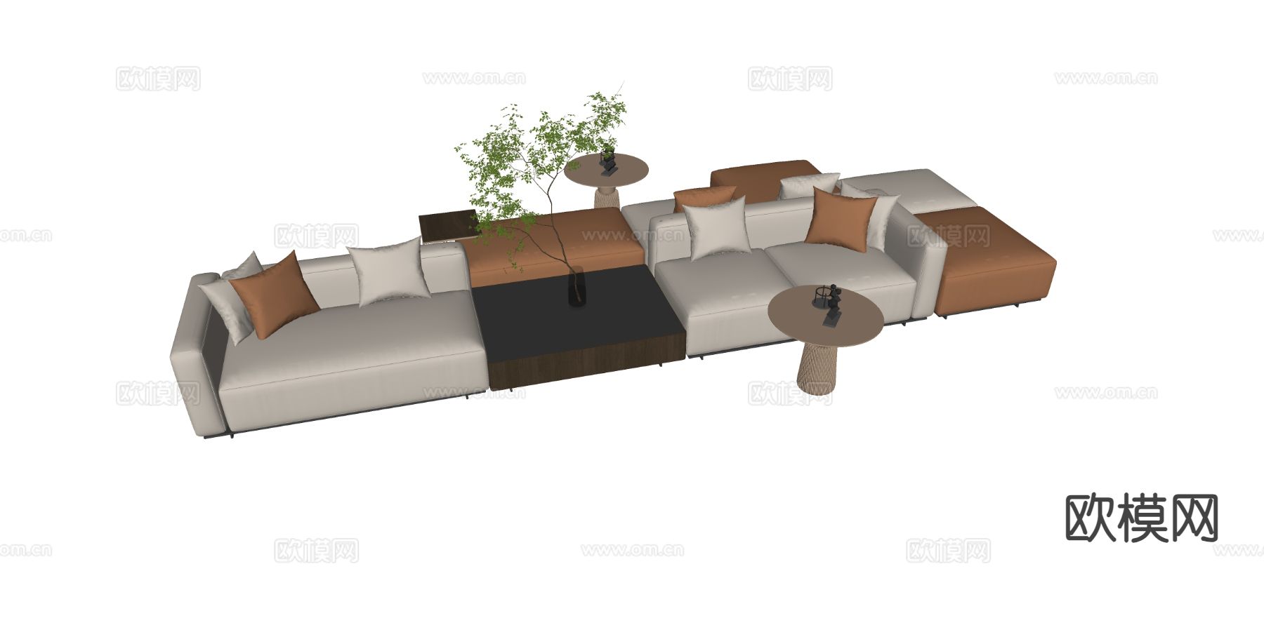 现代休闲沙发su模型下载（渲染图1）