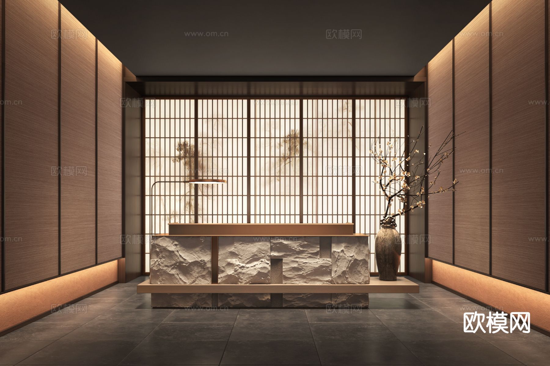 售楼处前台 接待su模型下载（渲染图2）