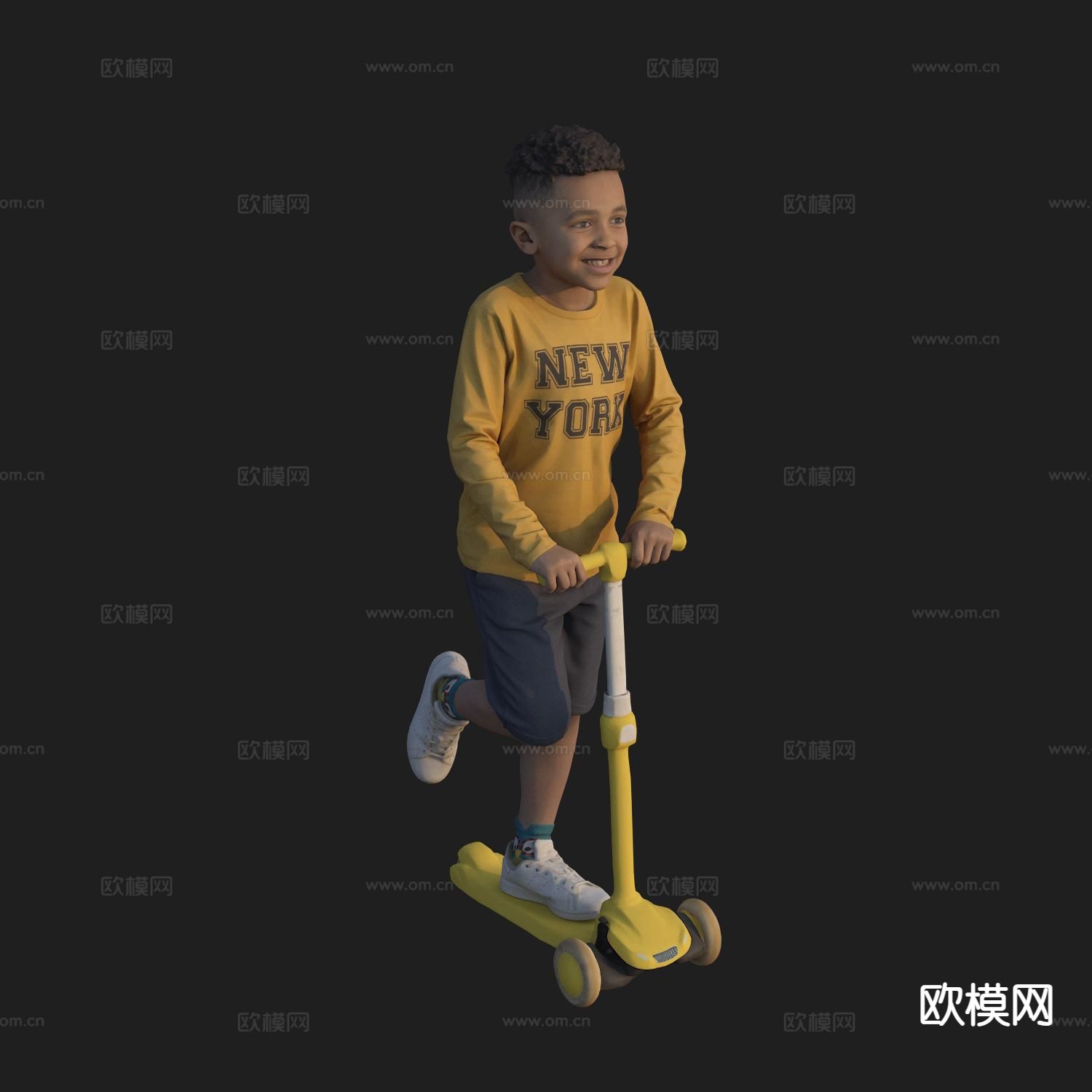 玩滑板外国小男孩3d模型下载