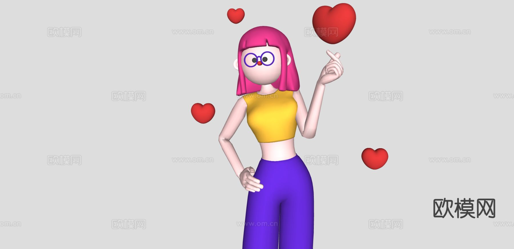 动漫人物 卡通角色su模型下载（渲染图1）