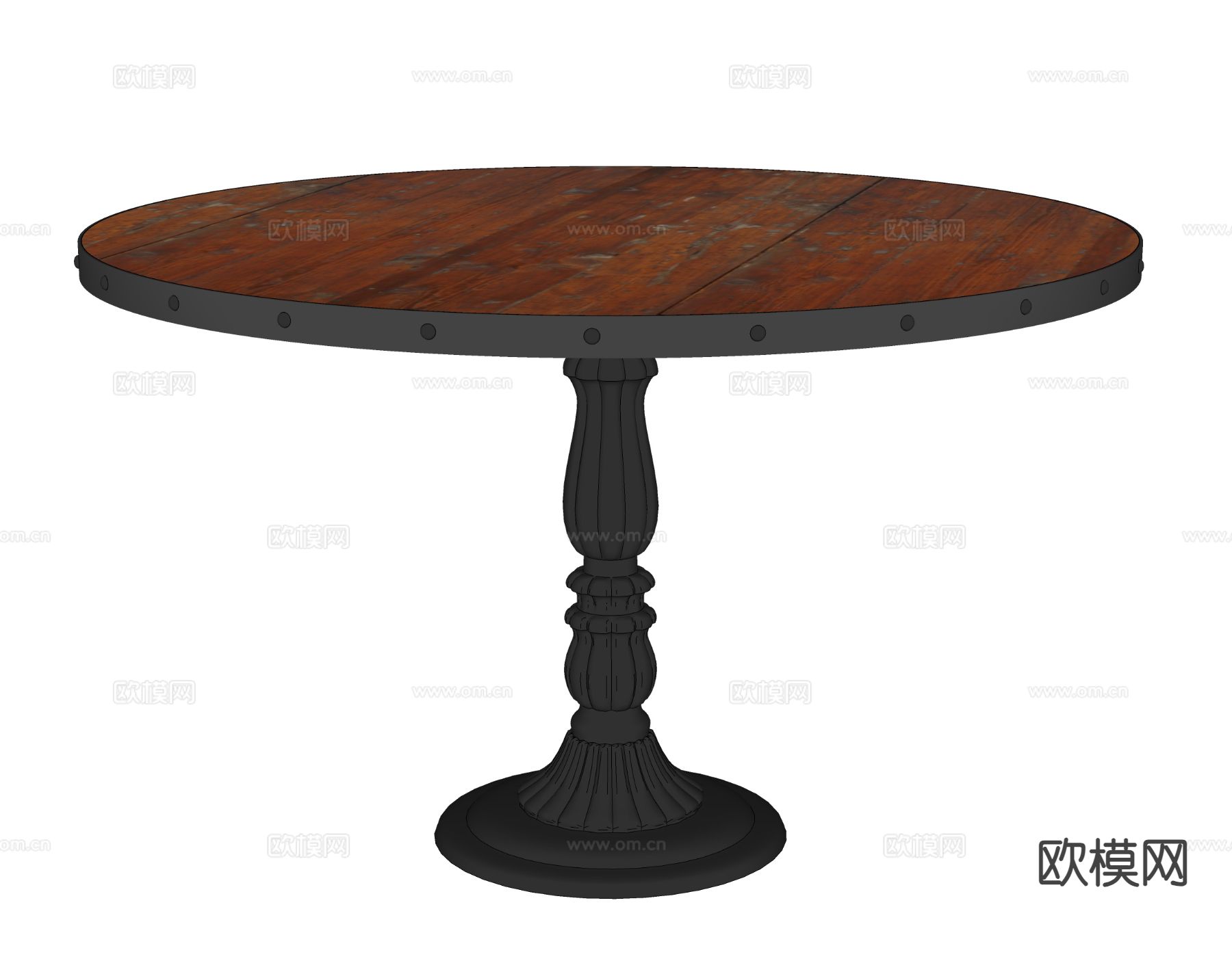 法式复古餐桌 圆桌su模型下载（渲染图1）