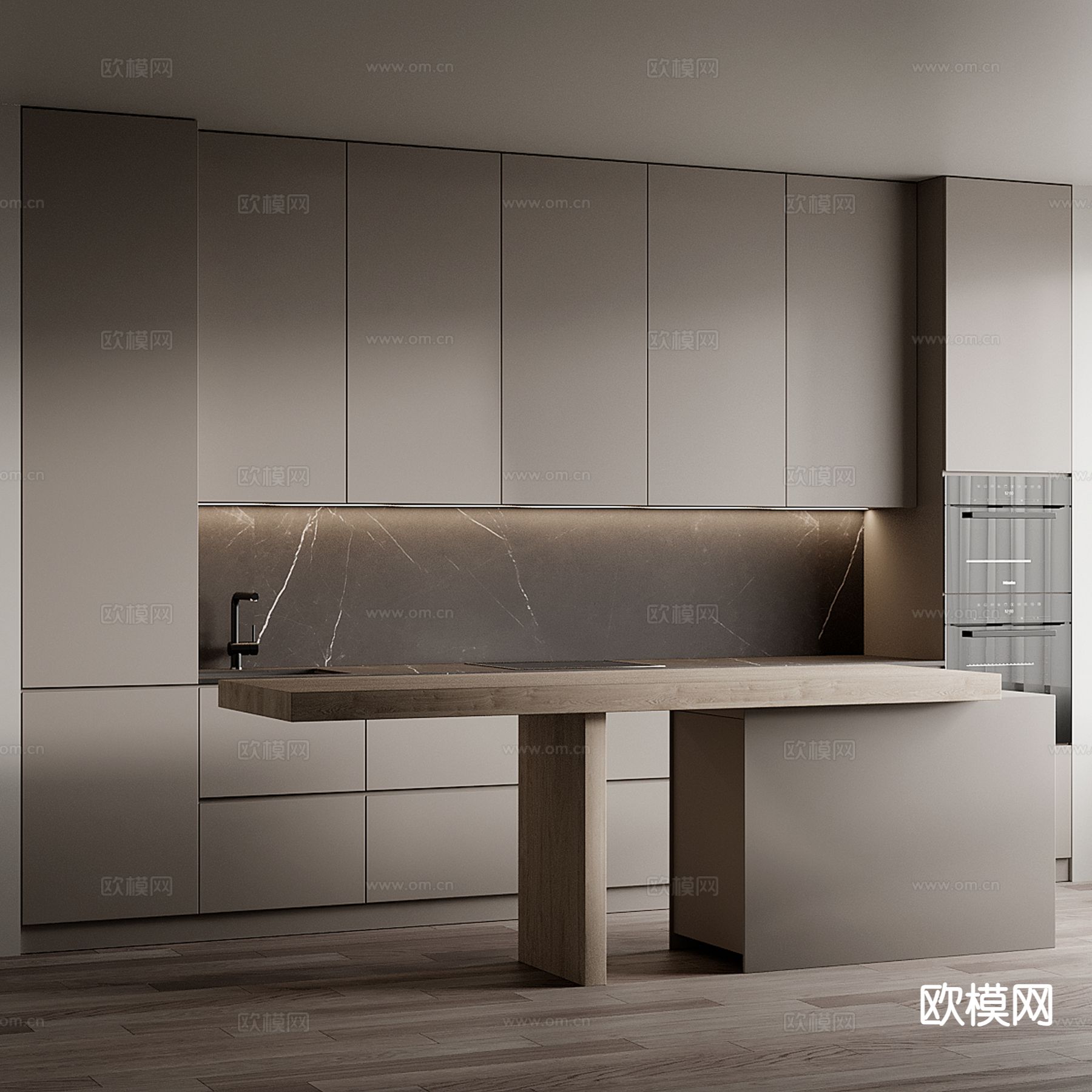 现代橱柜 岛台橱柜3d模型下载