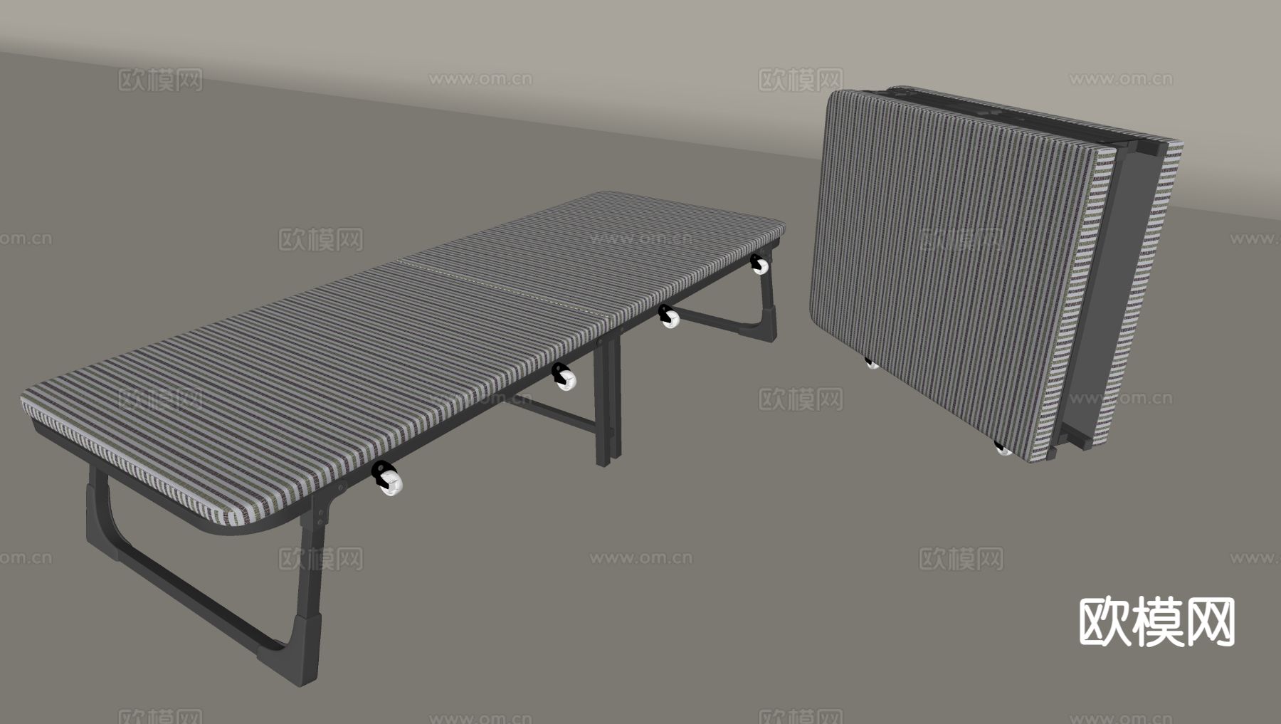 现代单人床 折叠床 午休床su模型下载（渲染图1）