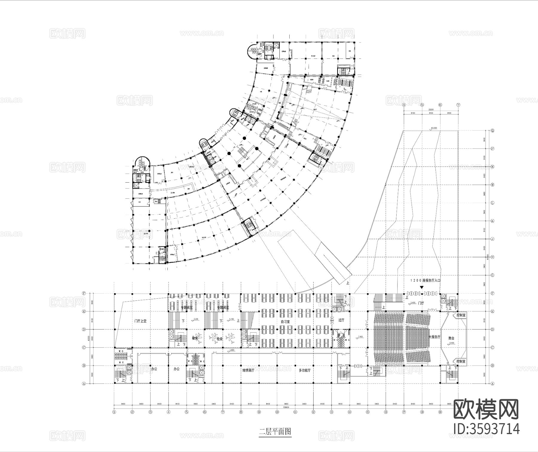70套图书馆CAD图库下载（渲染图8）
