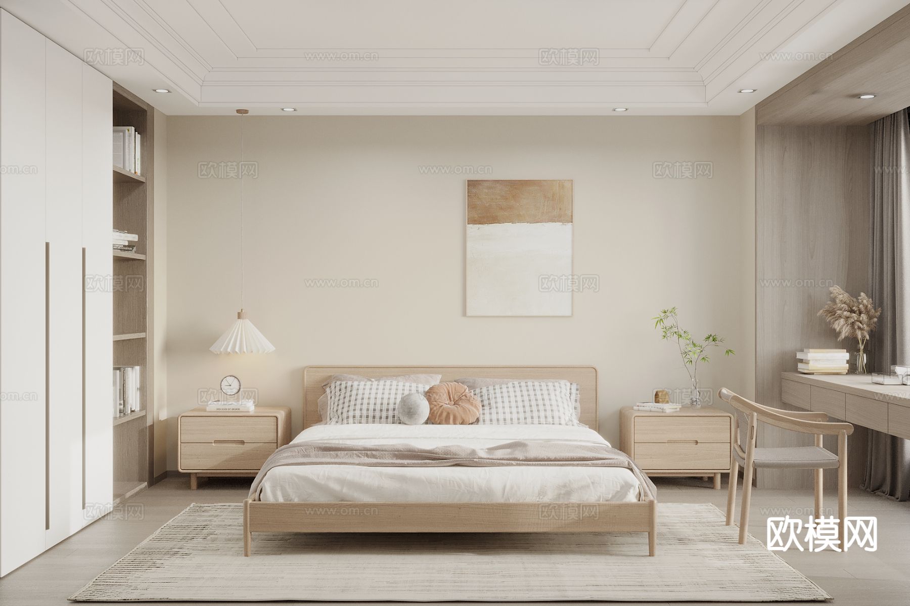 原木风卧室 主卧3d模型下载