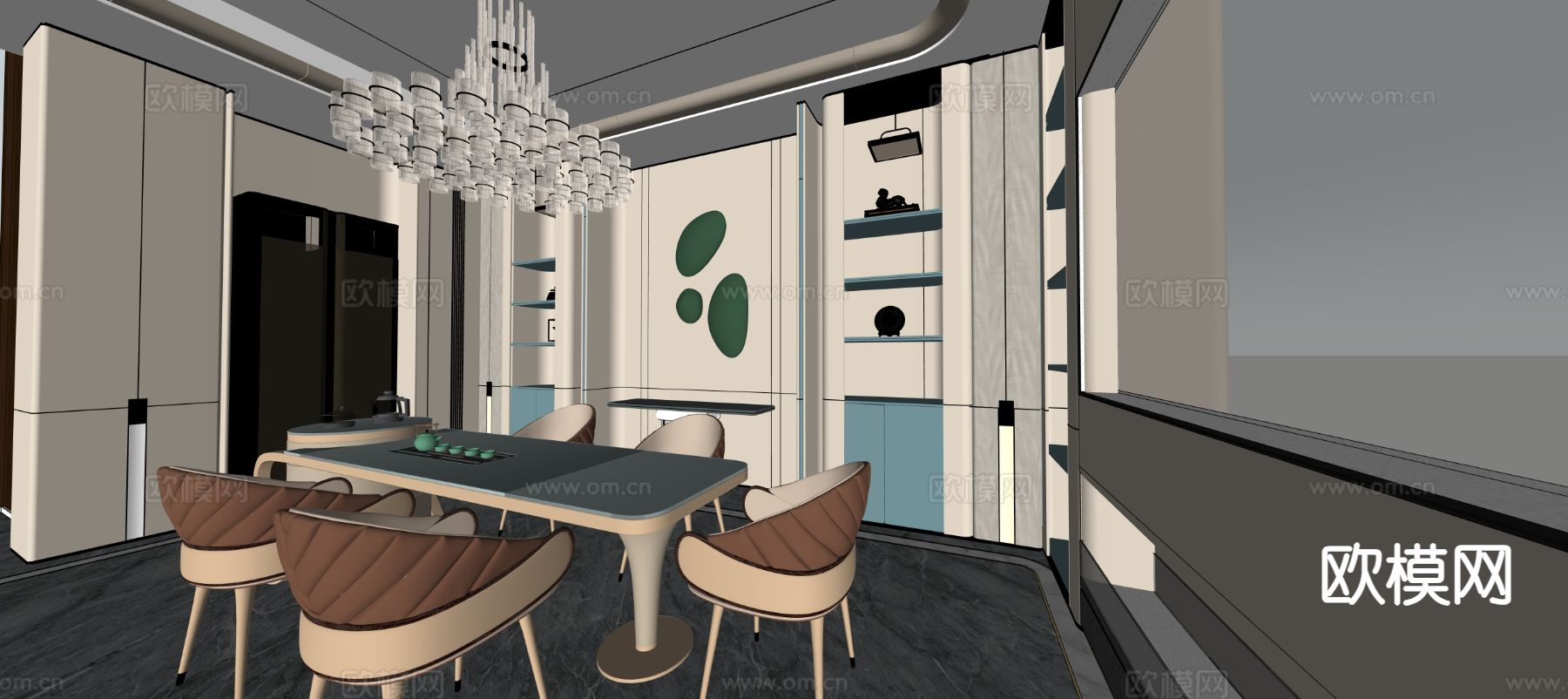 意式餐厅su模型