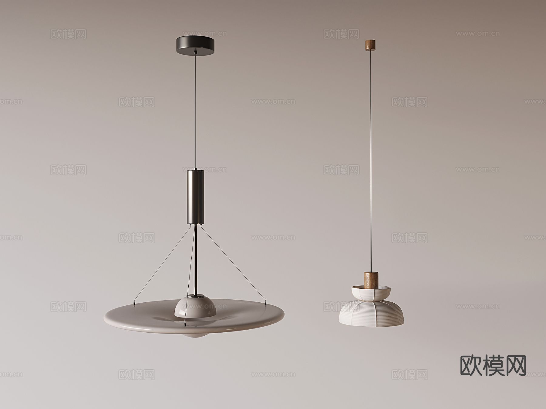 侘寂吊灯 极简吊灯su模型下载（渲染图2）