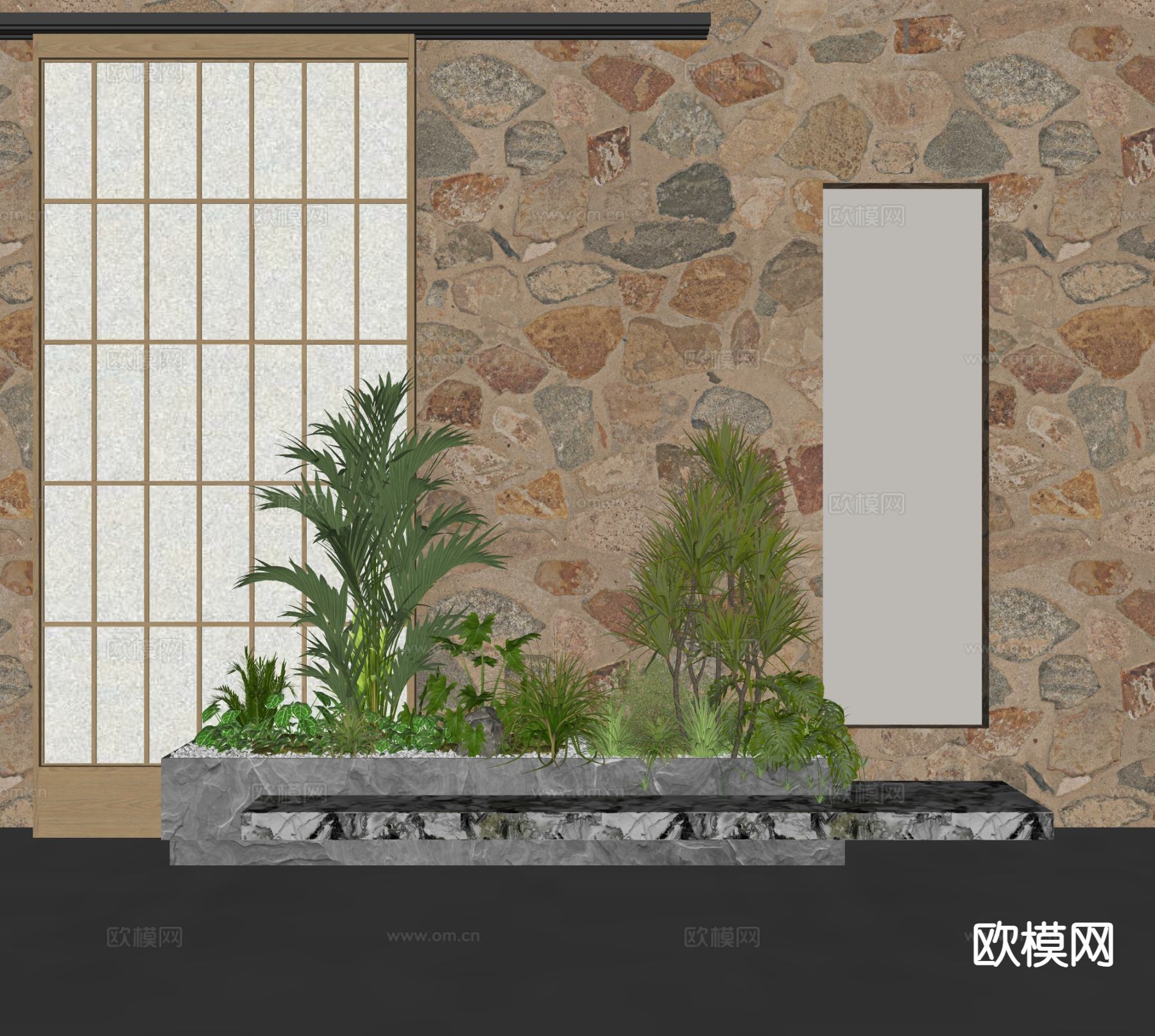 植物景观 植物堆su模型下载（渲染图1）