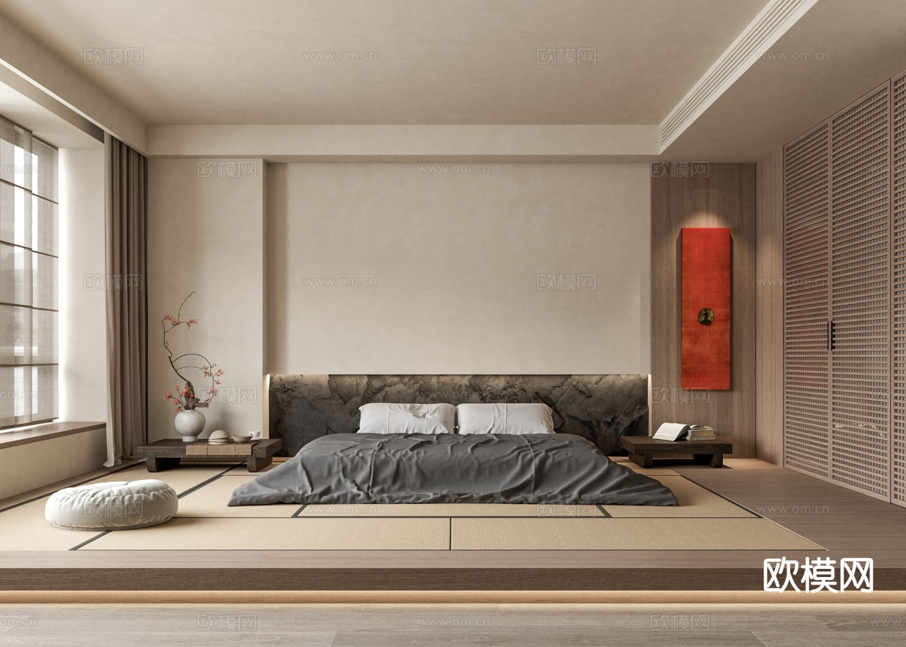 日式卧室 主卧su模型下载（渲染图2）