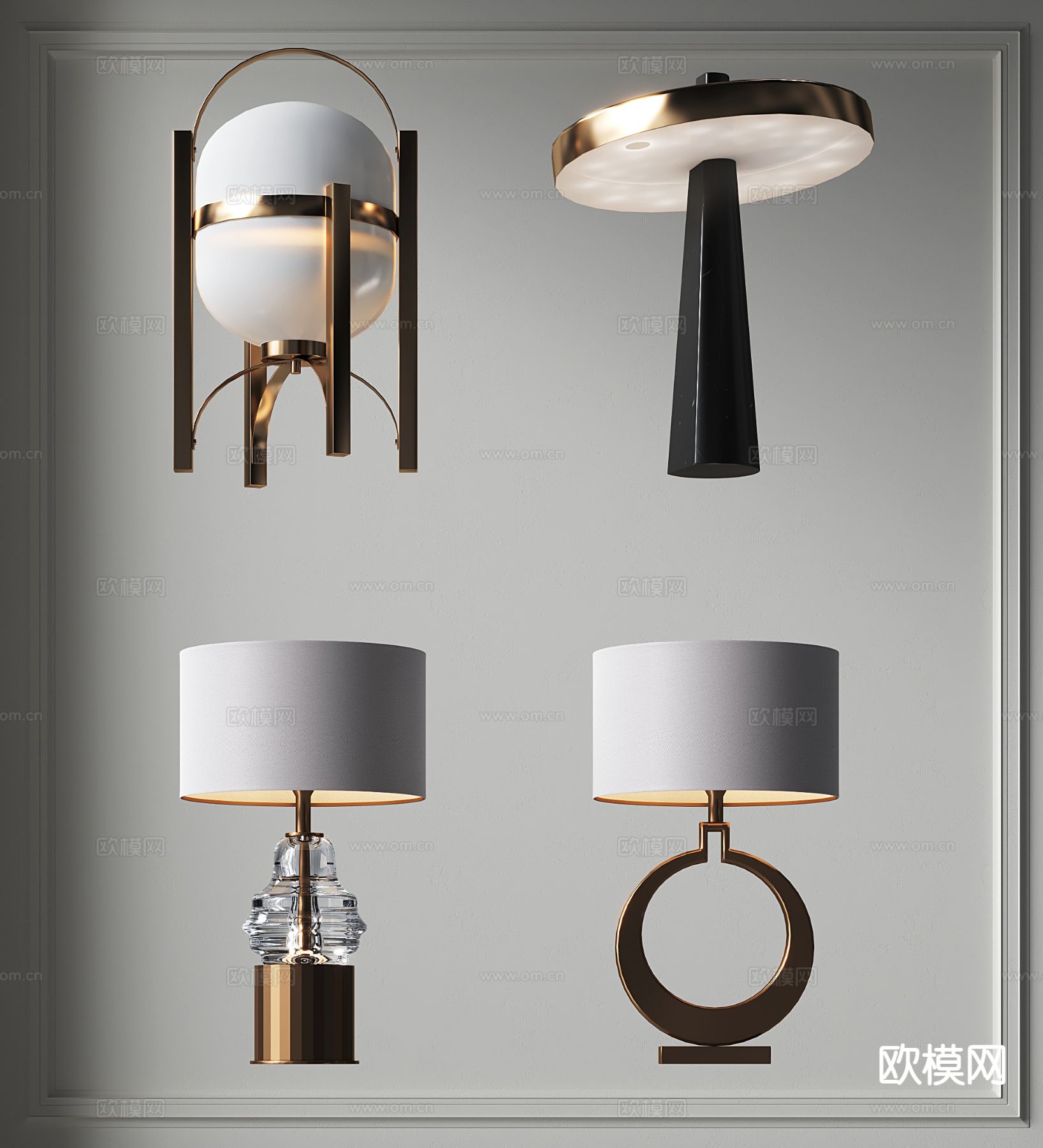 轻奢台灯 灯罩台灯su模型下载（渲染图2）