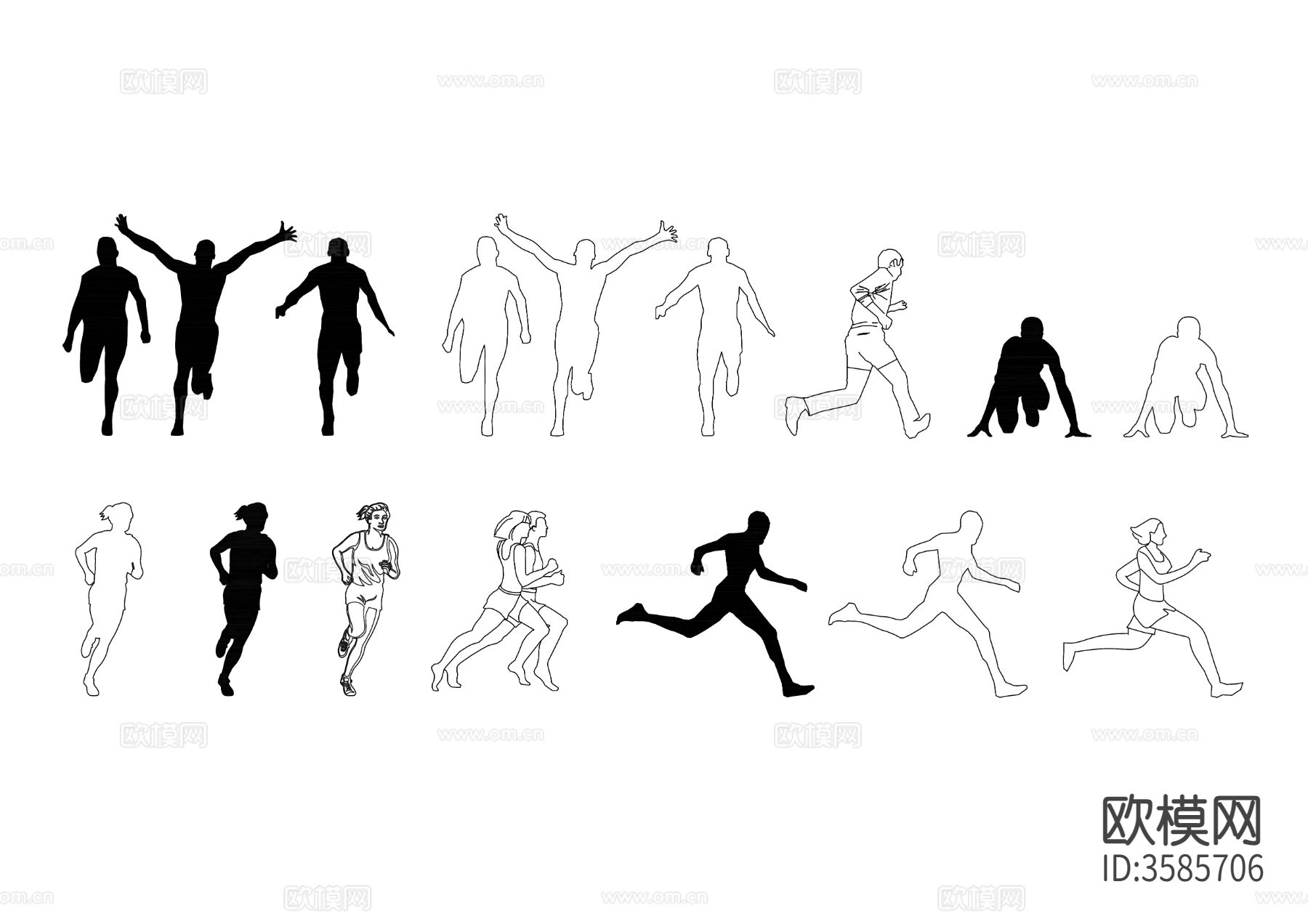 跑步人物CAD平面图下载