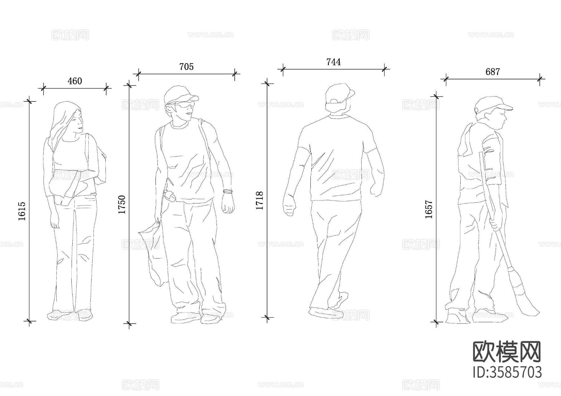 青少年人物CAD平面图下载