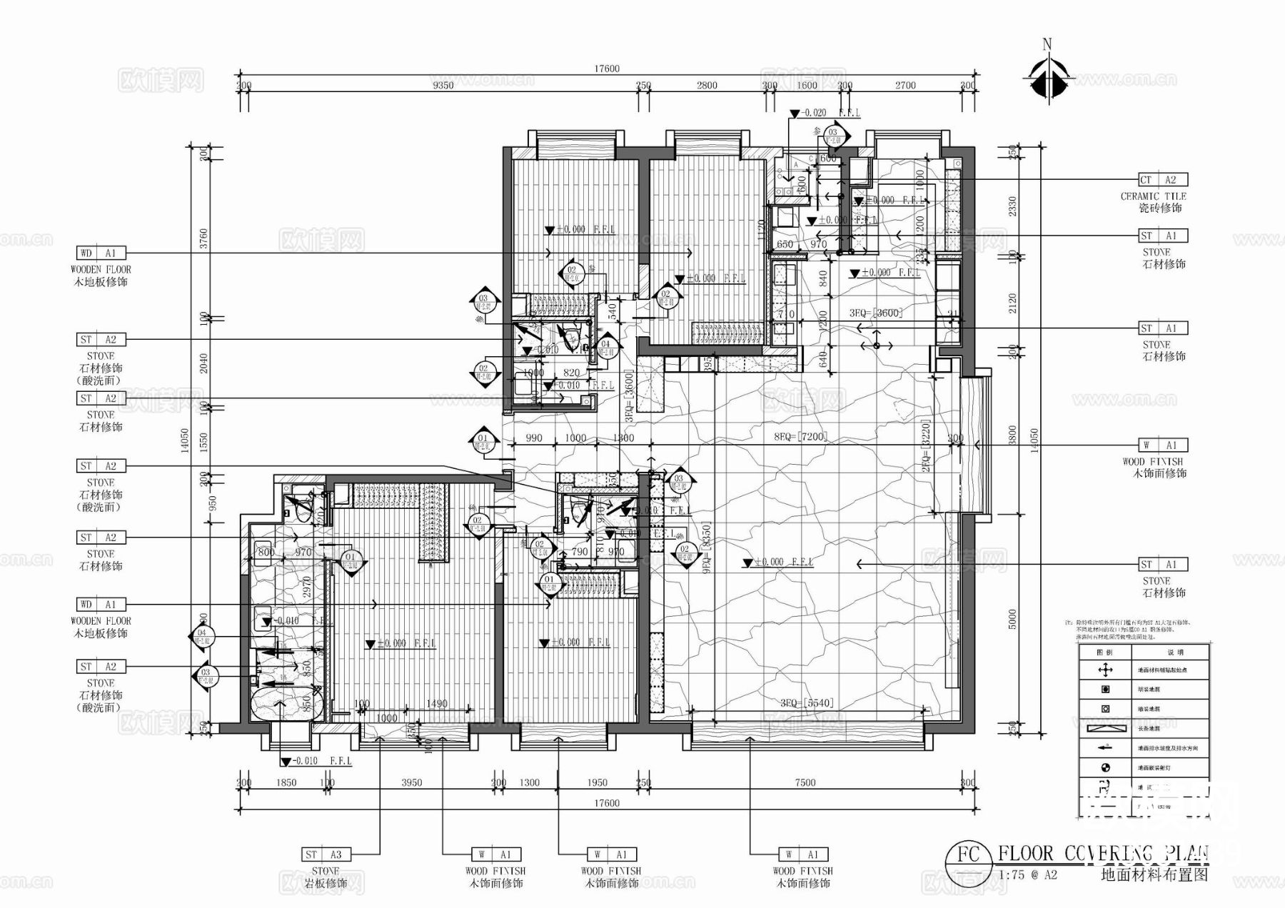 180㎡大平层CAD施工图下载（渲染图2）