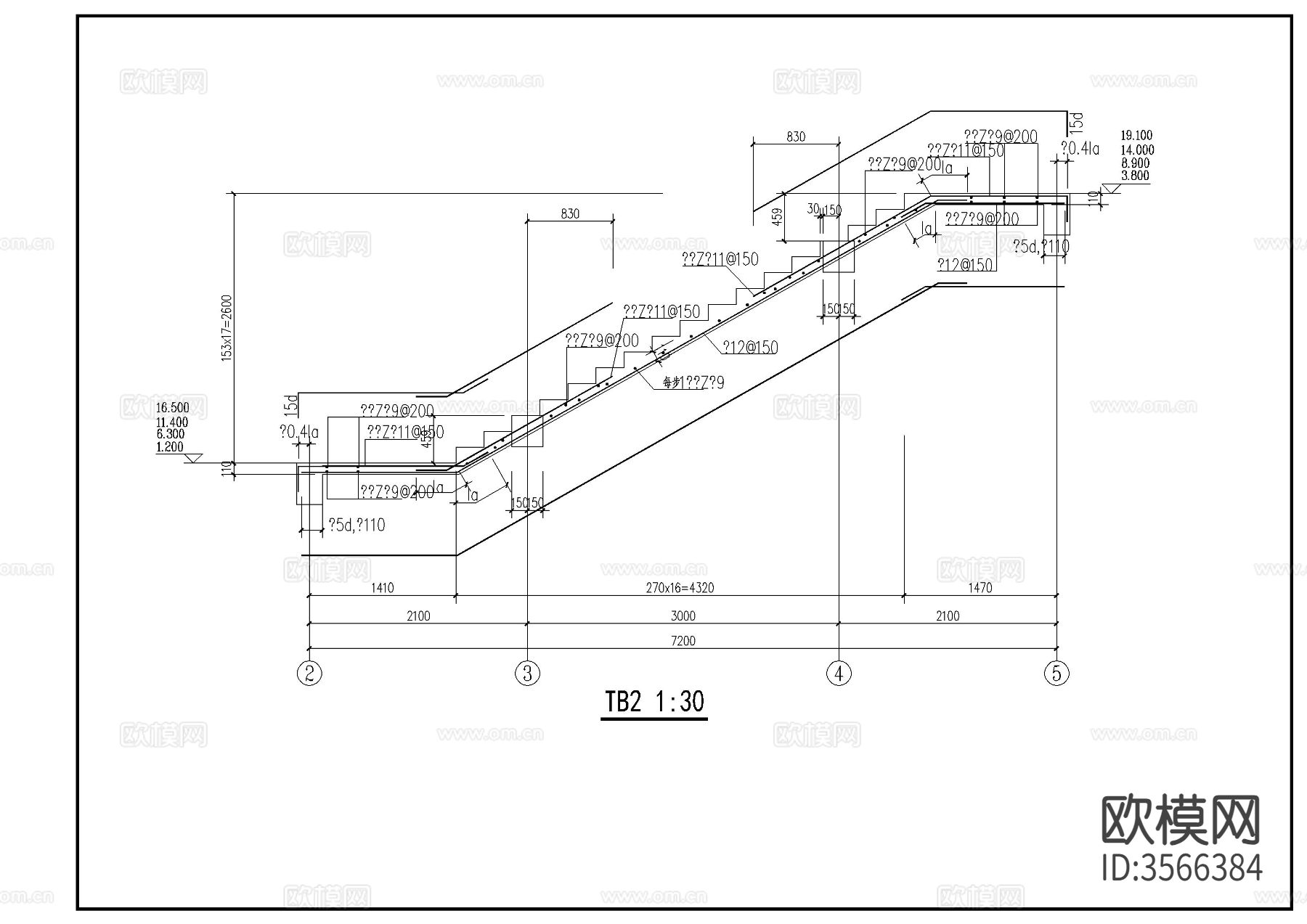 天一阁结构cad平面图下载（渲染图9）