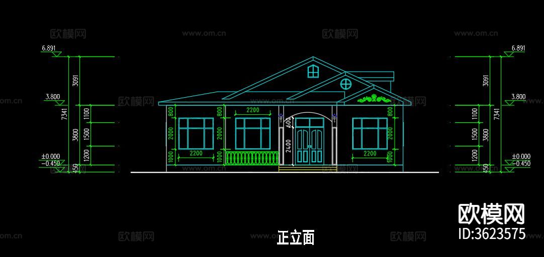 单层别墅CAD施工图下载（渲染图5）