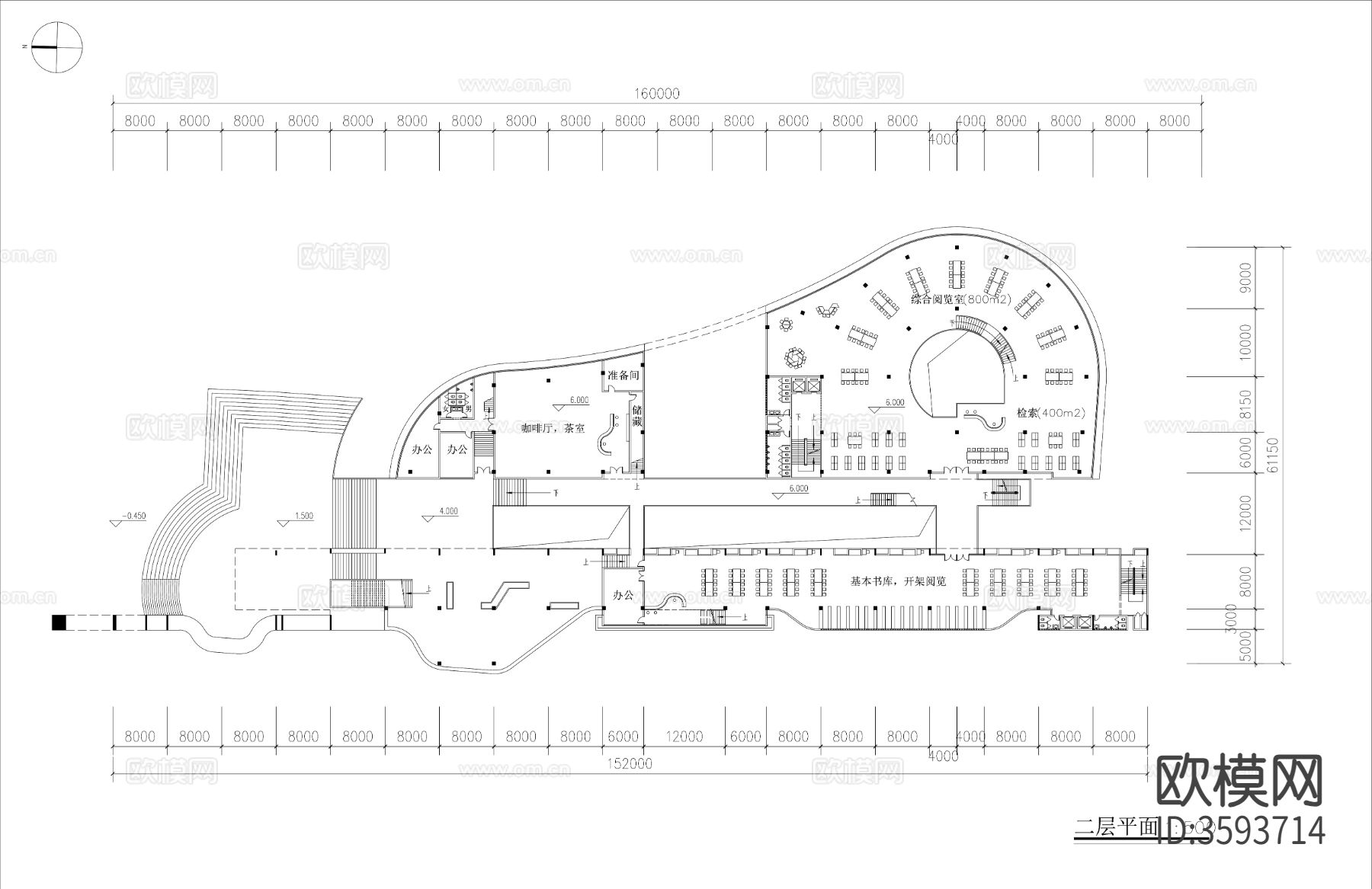 70套图书馆CAD图库下载（渲染图2）
