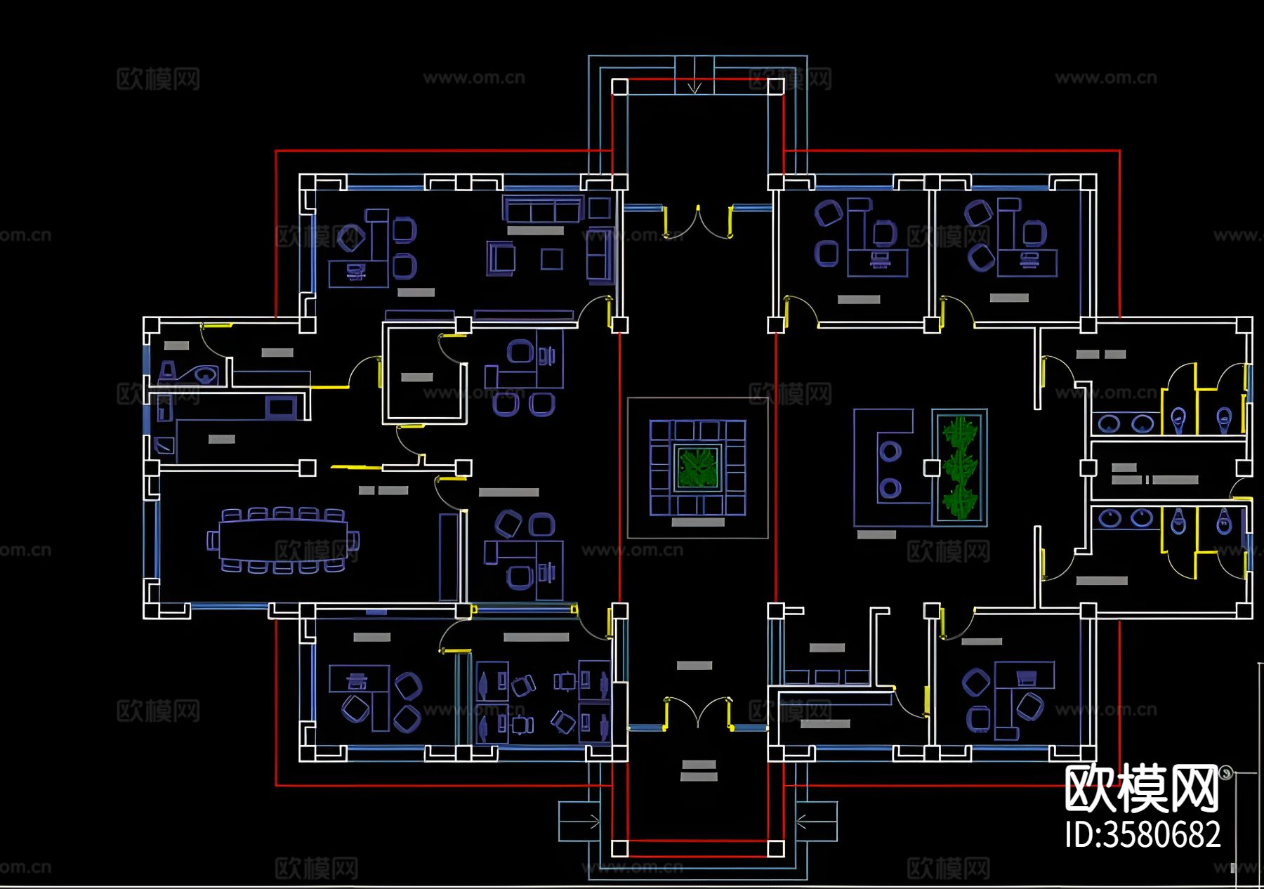 医疗室cad平面图下载（渲染图2）