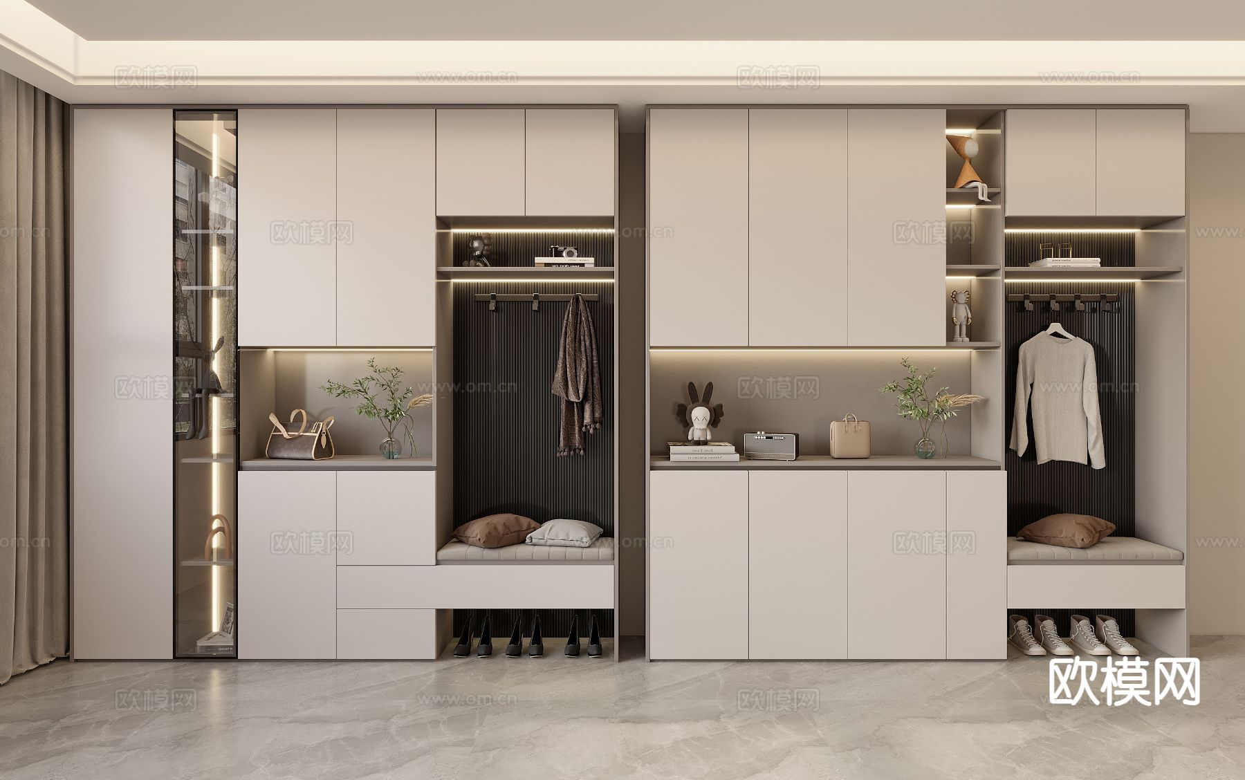 玄关鞋柜 入户鞋柜su模型下载（渲染图2）