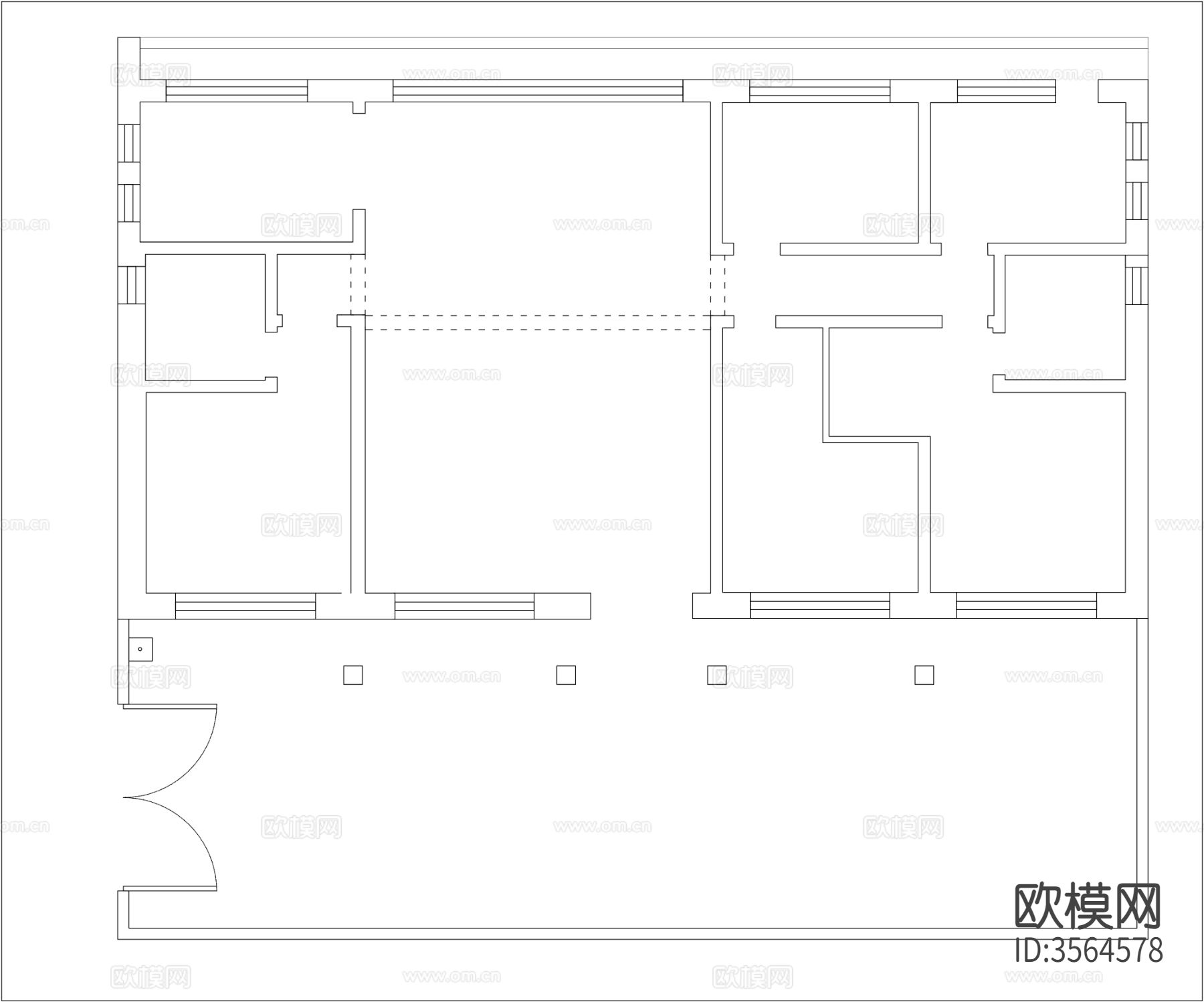 一层自建房cad平面图下载（渲染图1）