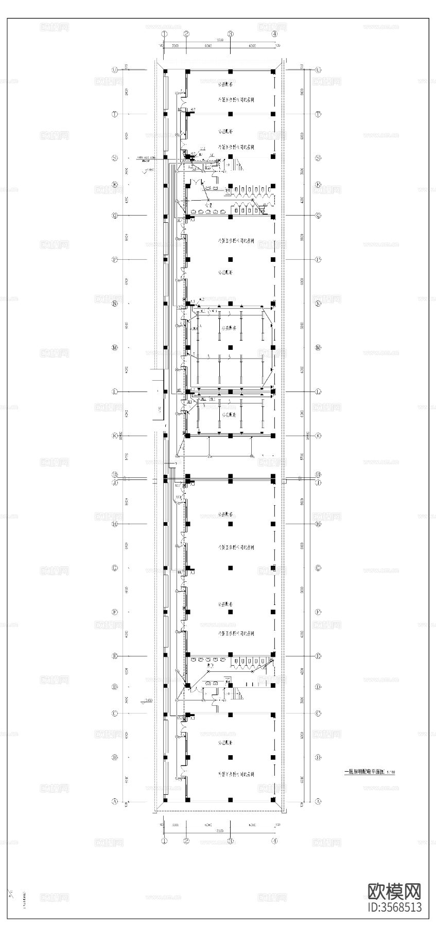 住宅楼电气cad平面图下载（渲染图4）