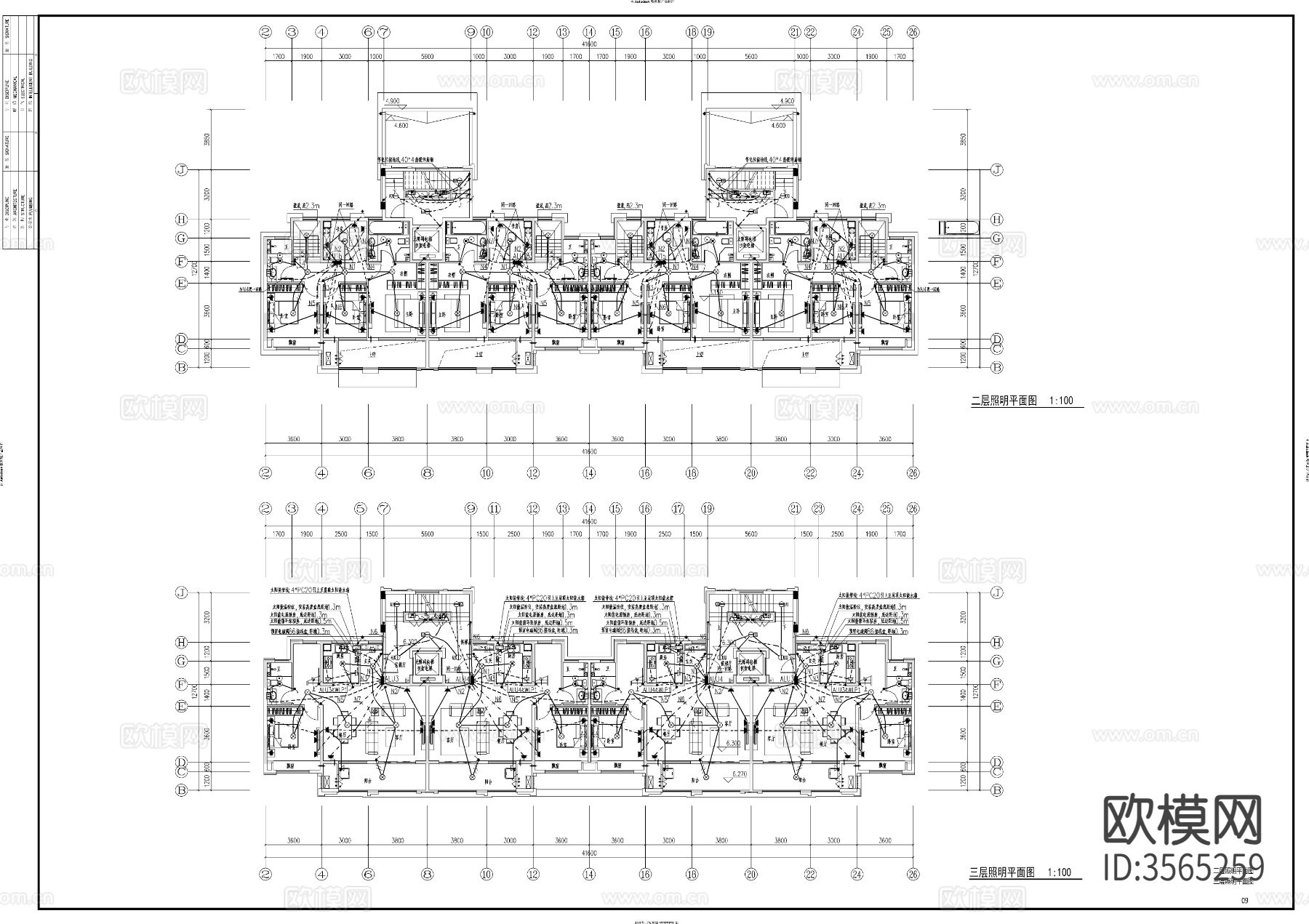 住宅楼电气设计cad平面图下载（渲染图9）