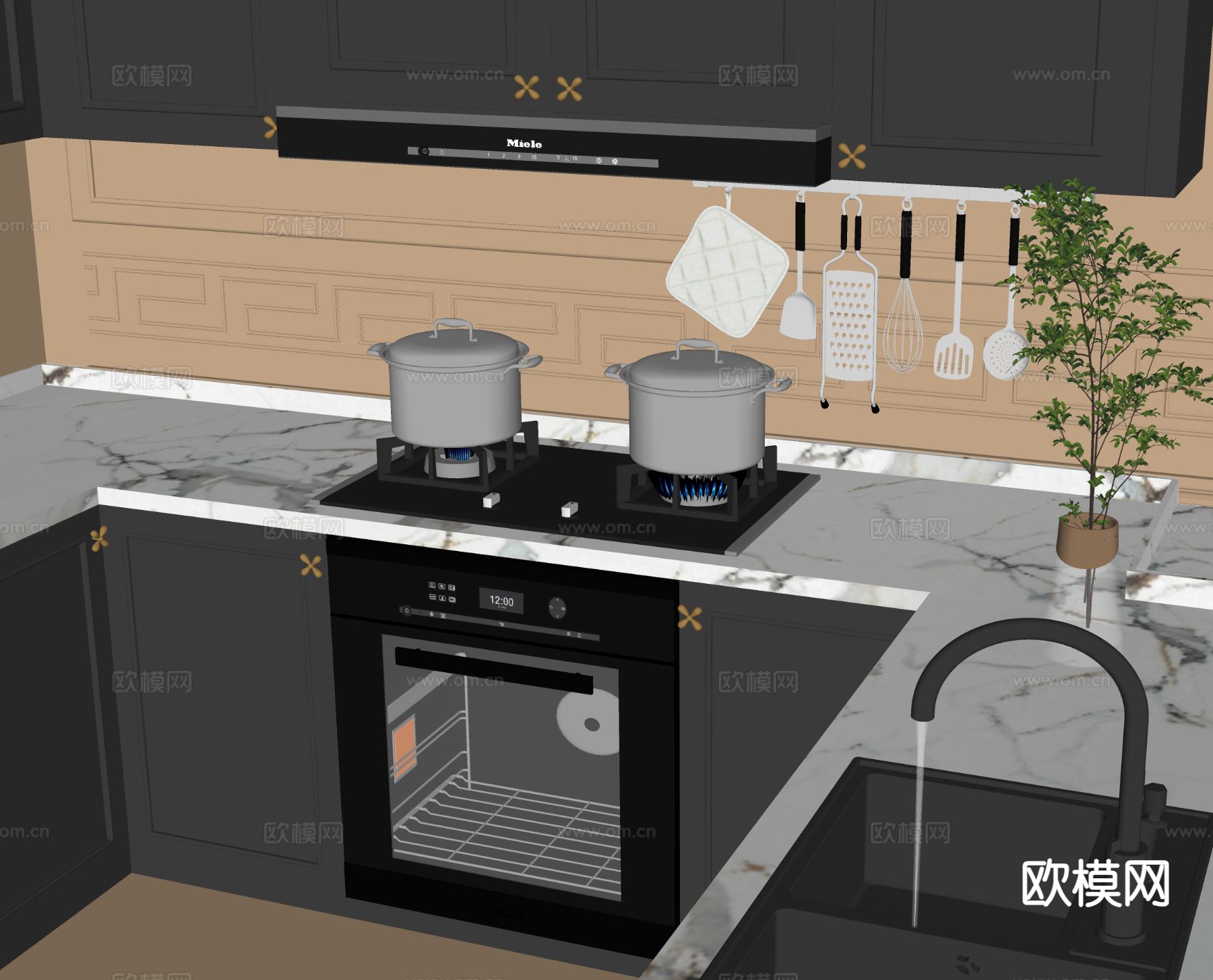 集成灶 油烟机su模型下载（渲染图1）