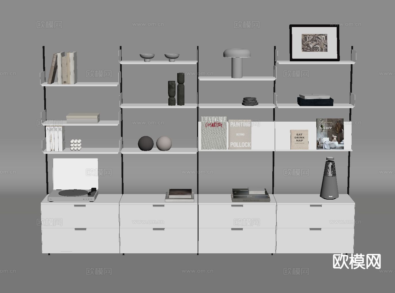 书架 置物架su模型下载（渲染图1）