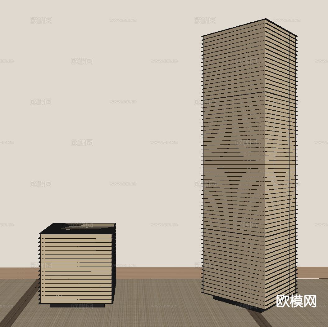 日式落地灯su模型下载（渲染图1）