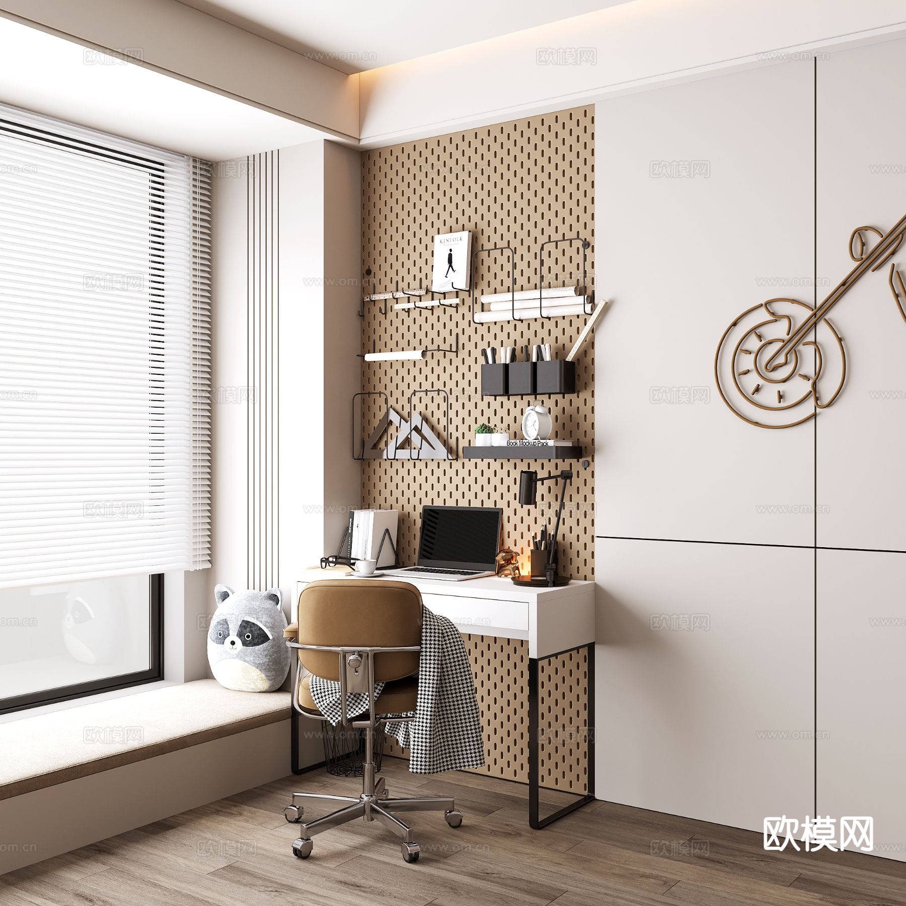 现代书桌椅3d模型下载