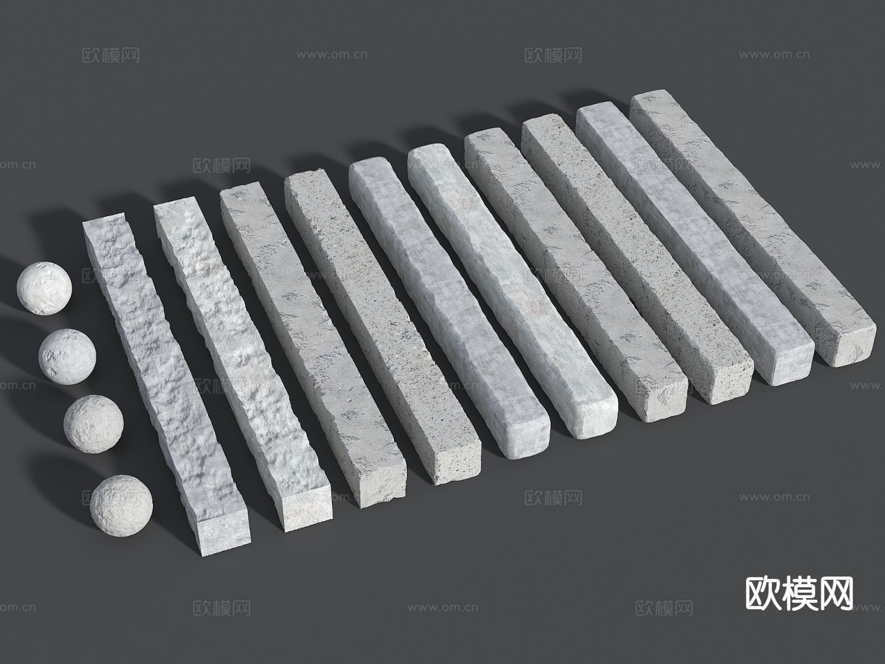 破损石柱 水泥柱 水泥圆柱su模型下载（渲染图2）