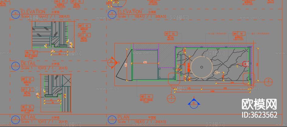水滴式龙头CAD节点图下载（渲染图3）