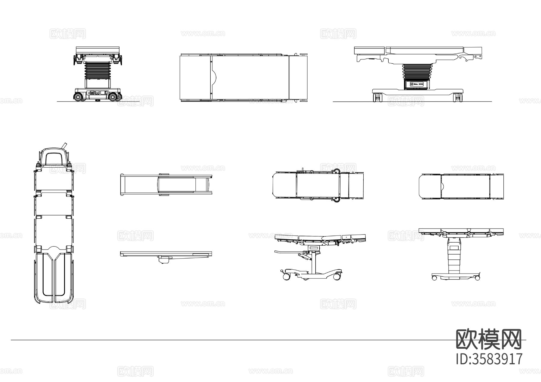 手术台 功能医疗床cad图库下载