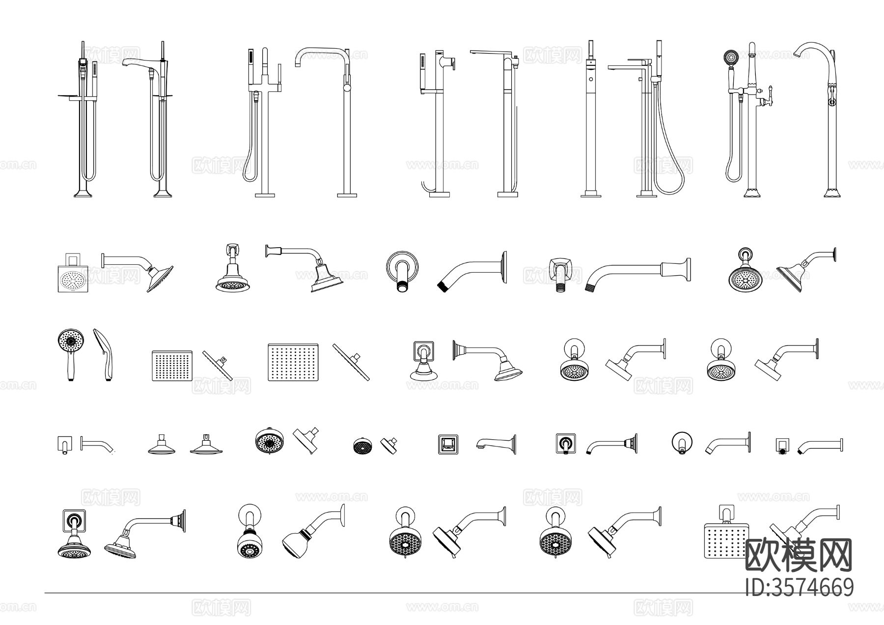 淋浴五金件平立面图下载