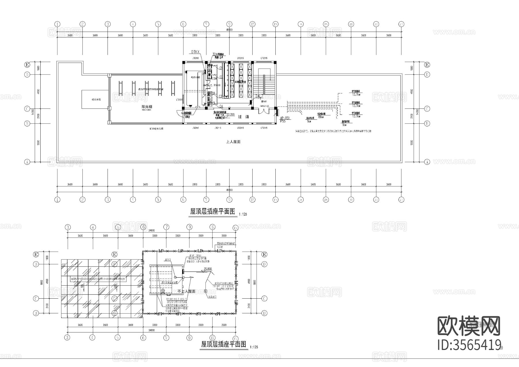 某地派出所扩建工程电气cad平面图下载（渲染图8）