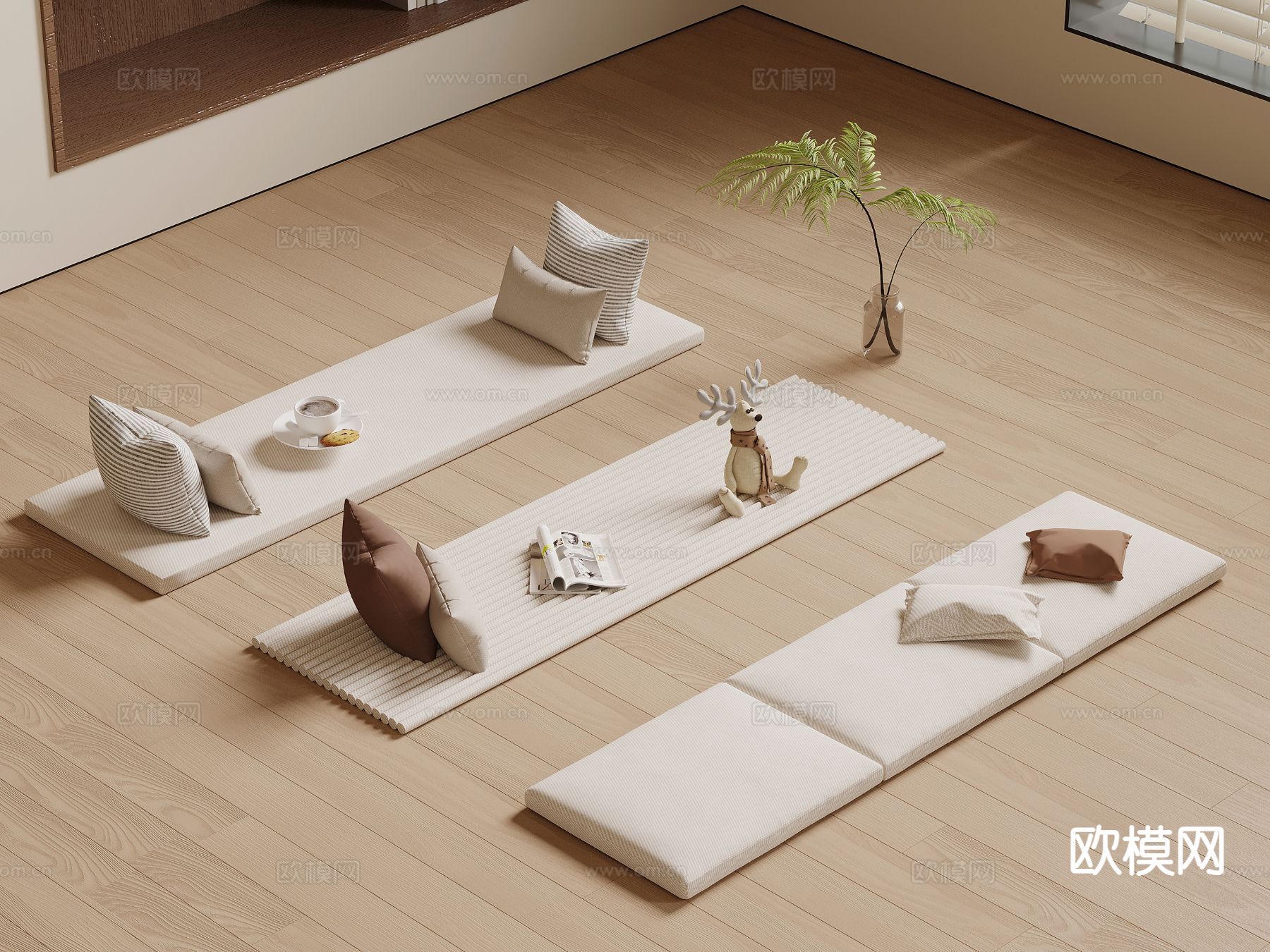 现代垫子 坐垫 软垫 沙发垫su模型下载（渲染图2）