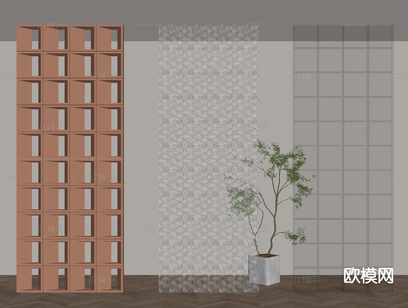 玻璃砖 隔断su模型下载（渲染图1）