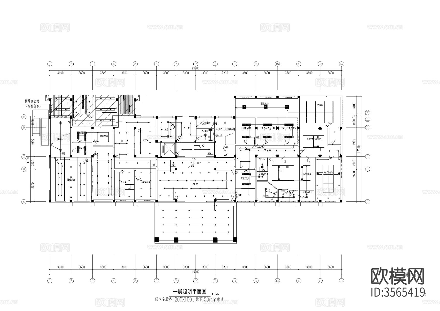 某地派出所扩建工程电气cad平面图下载（渲染图6）