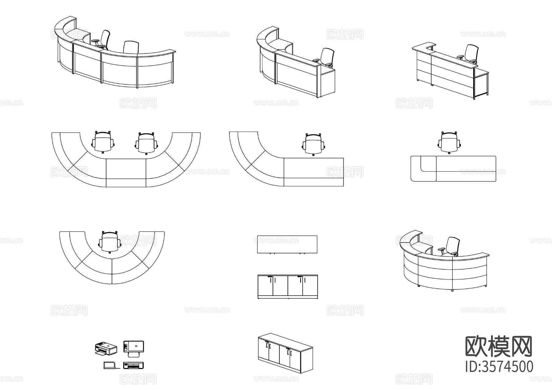 接待前台cad立面图下载