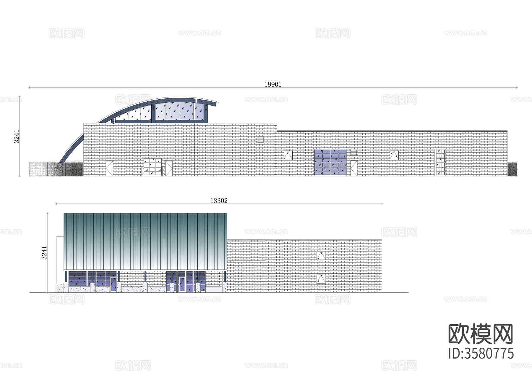 现代建筑设计cad立面图下载