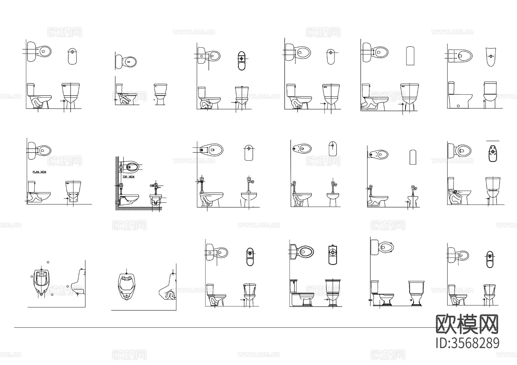 厕所马桶合集cad图库下载