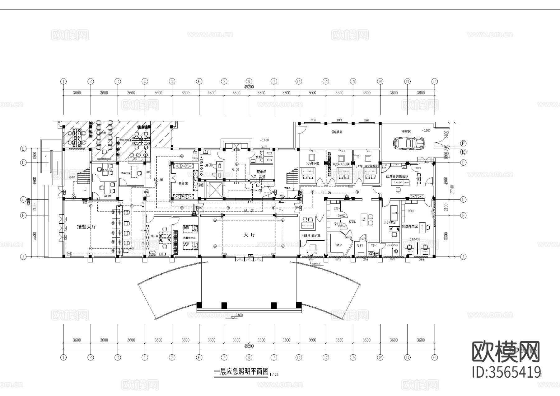 某地派出所扩建工程电气cad平面图下载（渲染图9）