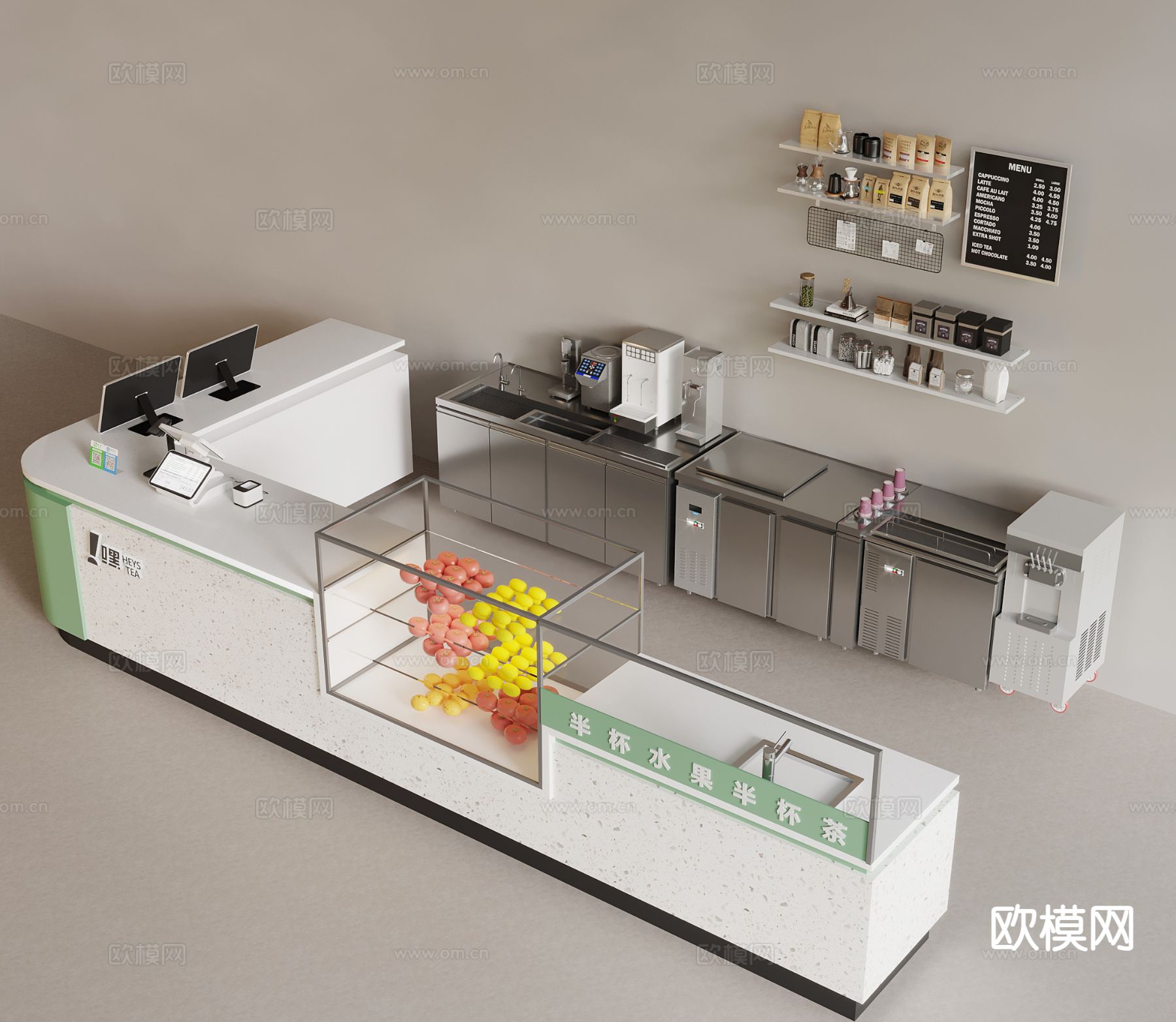 奶茶店工作台 操作台3d模型