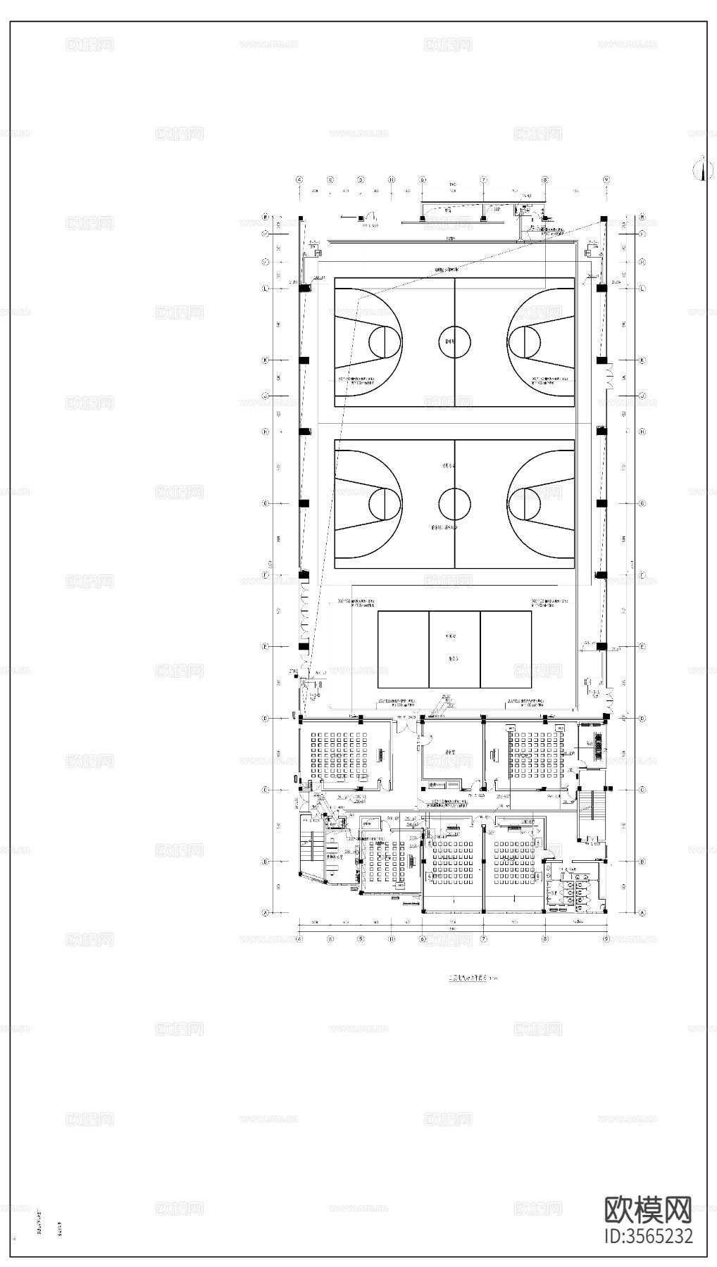 某小学新建工程装修 电气cad平面图下载（渲染图6）