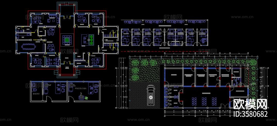 医疗室cad平面图下载（渲染图5）
