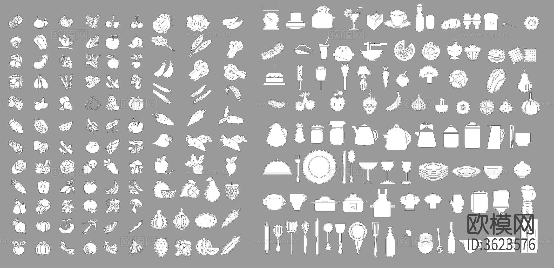 水果蔬菜CAD图库下载（渲染图2）