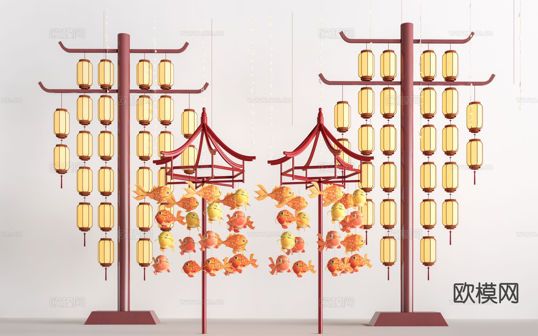 新中式装饰灯 节庆灯 灯笼 花灯su模型下载（渲染图2）