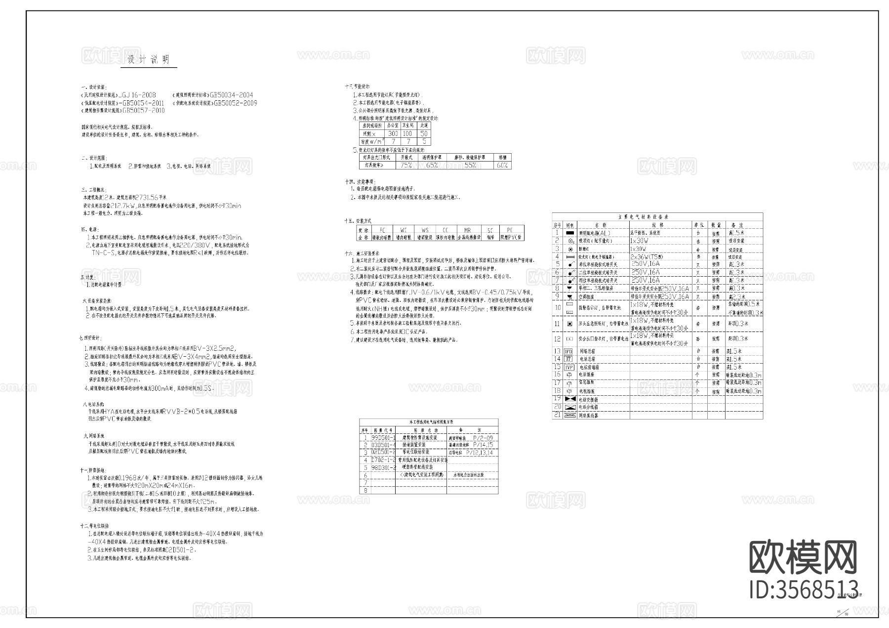 住宅楼电气cad平面图下载（渲染图3）